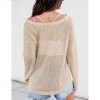 Women's Crochet Tops Long Sleeve Hollow Out Beach Summer Sweater Boho Knit Coverup - 3 of 3