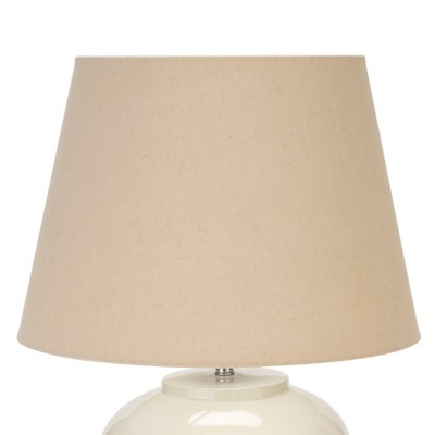 Nourison 20" White and Tan Ceramic Pot Table Lamp