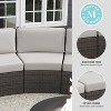 Martha Stewart Bedford Set of 2 Indoor-Outdoor Modular Patio Curved Sectional Sofa Seats in Rattan Wicker with All-Weather Cushions - 4 of 4