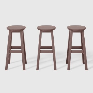 WestinTrends Malibu 29" All Weather Hdpe Outdoor Patio Round Backless Bar Stool (Set of 3) - 1 of 4