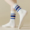 Anna-Kaci Women's 5-Pack Crew Socks Set with Ribbed Knit Texture and Classic Double Stripe Design - 4 of 4
