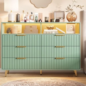 green emerald velvet dress Henley Scalloped Edge 6 Drawer Wide Dresser, Sage Green main image 1