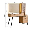 QingMoon Fluted Makeup Vanity Desk, Glass Top Dressing Table with Mirror, 5 Drawers and 3 Storage Shelves for Bedroom - 4 of 4
