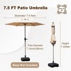 DOMETOUR 7.5FT Patio Umbrella, Outdoor Table Umbrella with Tilt, Crank, UV Protection, Waterproof, 6 Ribs for Garden/Deck/Pool (Beige) - 2 of 4