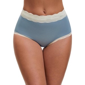 INSPIRE CHIC Women's High Waisted Lace Trim Briefs Cotton Full Coverage Underwear Panties - 1 of 4