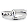 Slickblue Silver CZ Engagement Ring – Round Center with Five Pave Side Stones, Polished Band, Women’s Sizes 5-10 - 4 of 4