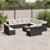 vidaXL 14 Piece Patio Sofa Set with Cushions Black Poly Rattan - Black and Cream - 2 of 4