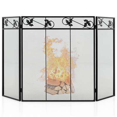 Tangkula 3-Panel Fireplace Screen Decoration Cover Baby Child Pets Safty Folded Fire Doors