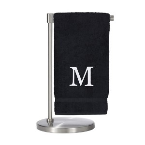 BC BARE COTTON Monogrammed Bath Towel, Personalized Gift, Set of 2 - Black - White Block - 1 of 4