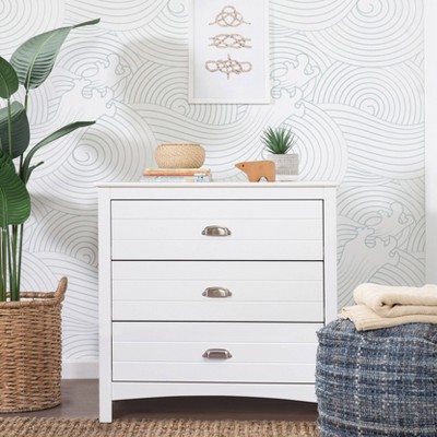 White Farmhouse Shiplap 3-Drawer Nursery Dresser