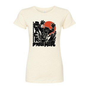 Women's - Marvel - Black Panther Linocut Style Print Juniors Fitted Graphic T-Shirt - 1 of 3