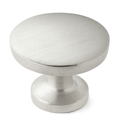 Cauldham Solid Round Kitchen Cabinet Knobs Pulls (1-1/8" Diameter) - Dresser Drawer/Door Hardware - Style R126 - Satin Nickel