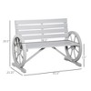 41" Wooden Wagon Wheel Bench, Rustic Outdoor Patio Weather Resistance Furniture, 2-Person Slatted Seat Bench with Backrest - 3 of 4