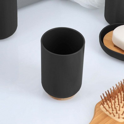 Evideco French Home Goods Elegant Bamboo-Based Bathroom Tumbler – Modern Vanity Cup, Ideal for Toothbrush Holder or Countertop Organizer