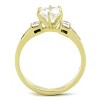 Slickblue Women’s Gold-Tone CZ Ring – Round Center Stone, Pave Band, Rectangular Side Stones, Size 5-10 - 2 of 4