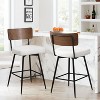 Bekrvio 26" Counter Height Swivel Bar Stools Set of 2/3 - Upholstered Faux Leather, Wood Backs & Metal Legs, Counter Stools for Kitchen Island - 2 of 4