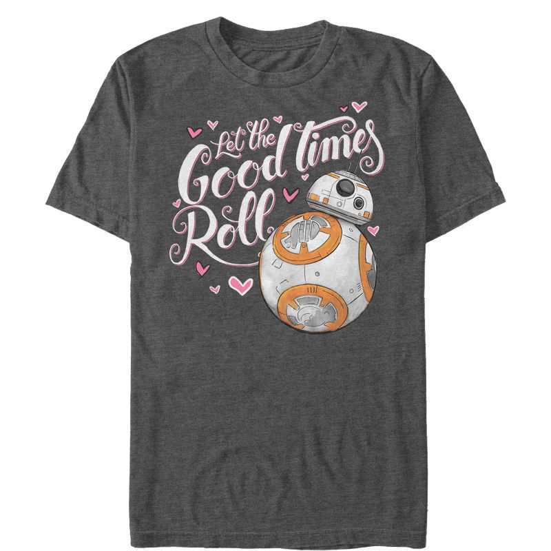 Men's Star Wars The Force Awakens Valentine BB-8 Good Times Roll T-Shirt, 1 of 5