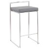 LumiSource Set of 3 Fuji Stacker Counter Height Barstools Stainless Steel/Gray - 2 of 4