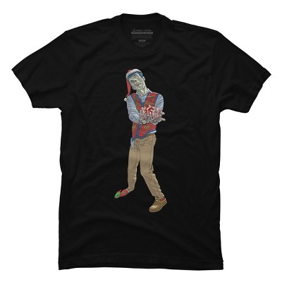 Men's Design By Humans Christmas Zombie By Ayota T-Shirt
