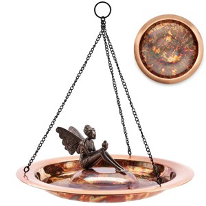 Good Directions 8" Fairy Hanging Fired Copper Bird Bath - Orange - 1 of 4