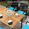Tangkula 7- Piece Patio Dining Furniture Set Acacia Wood and Wicker Dining Table Armchairs Navy/Red/White/Turquoise - 2 of 4