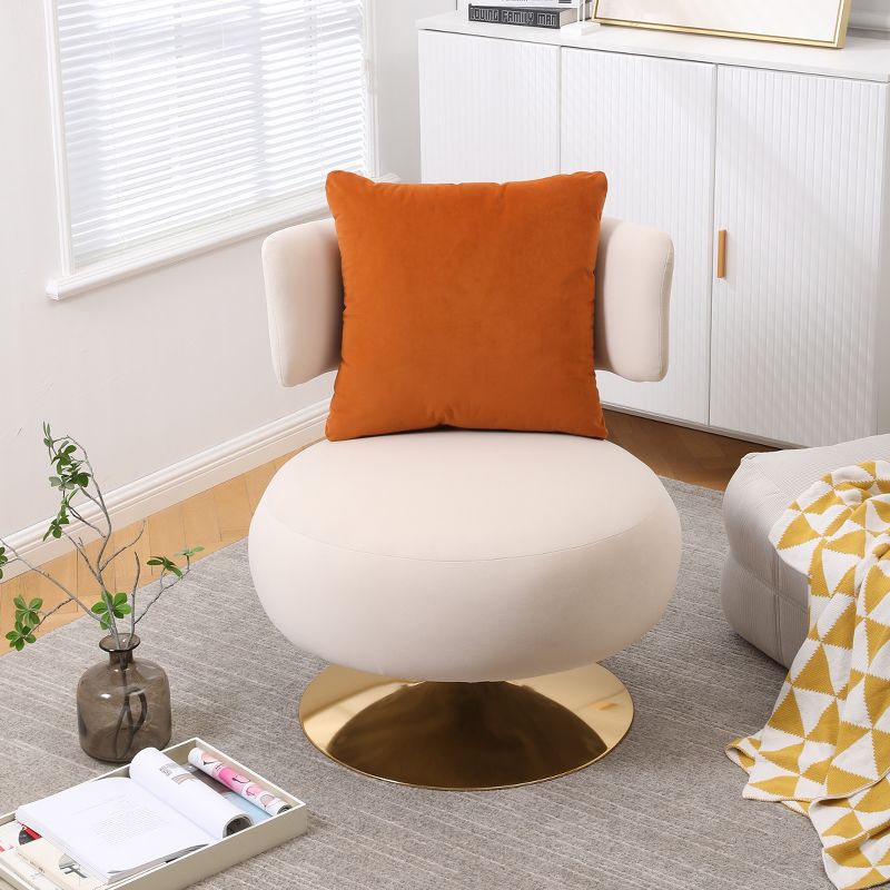 Round Teddy/Velvet Fabric Swivel Barrel Chair With Armrest - ModernLuxe, 1 of 11
