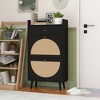 QingMoon Hidden Shoe Cabinet, Rattan Shoe Rack, Shoe Storage Organizer with 2 Flip Drawers for Entryway and Hallway - 2 of 4