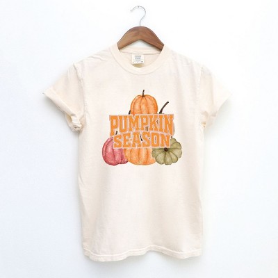 Simply Sage Market Women's Pumpkin Season Distressed Short Sleeve Garment Dyed Tee