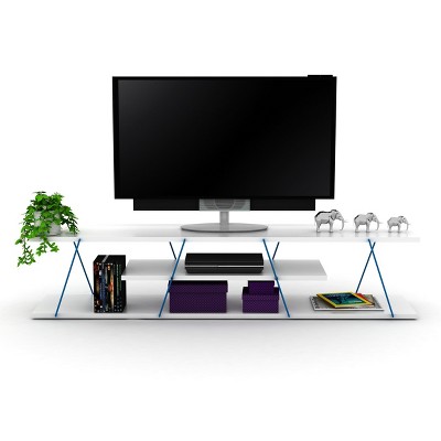 Vynxaria Tars Mid-Century Modern TV Stand ¨C 56" Open Storage with 4 Shelves