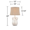 Regency Hill Rustic Country Cottage Accent Table Lamps 22" High Set of 2 Crackled Ivory Glaze Ceramic Beige Bell Shade for Bedroom Living Room Bedside - 4 of 4