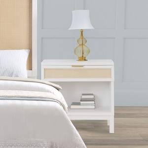 PAGED Wooden Nightstand with Drawer and Open Shelf, Modern End Table Bedside Storage Cabinet for Bedroom, Living Room - 1 of 4