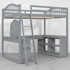 Full Size Wooden Loft Bed with U-Shaped Desk, Drawers, Storage Compartments, and Tri-Fold Mirror - 3 of 4