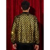 INSPIRE CHIC Men's Zip Up Party Shiny Argyle Sequin Bomber Jacket - 3 of 4