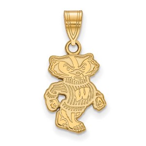 Black Bow Jewelry 10k Yellow Gold Wisconsin Badgers NCAA Medium Pendant - 1 of 3