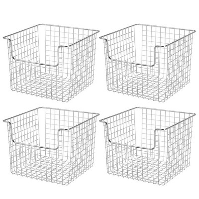 mDesign Metal Storage Basket for Cube Furniture Units, 10" Wide, 4 Pack - Chrome