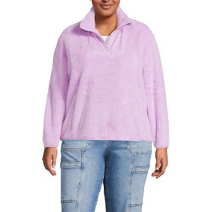 Lands' End Women's Half Zip Cozy High Pile Fleece Pullover - 1 of 4