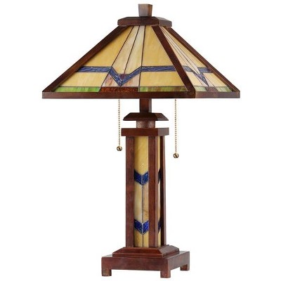 Alexander Mission Style Stained Glass and Wood Table Lamp