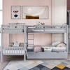 NicBex Twin over Twin Bunk Bed L-Shaped Wood Quadruple Bed Frame with Drawers, Ladder and Full Length Guardrail, No Box Spring Required - 2 of 4