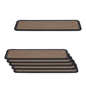 HomeRoots Set Of Six Black And Natural Polypropylene And Rubber Stair Treads - 1 of 4