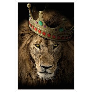 Trends International Reinders: Animals - Lion Boss Crown Framed Wall Poster Prints - 1 of 4