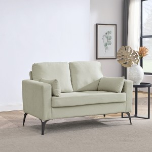 LOVMOR Loveseat Living Room Sofa,with Square Arms and Tight Back, with Two Small Pillows - 1 of 4