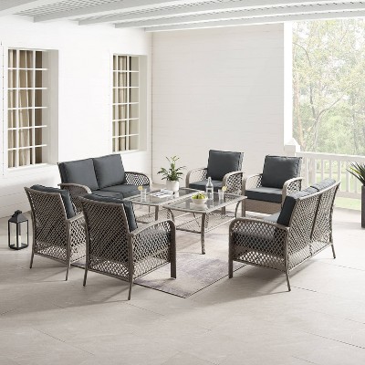 Crosley Tribeca 8 Piece Wicker Patio Sofa Set in Sand and