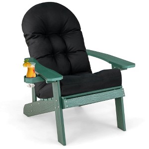 Costway Adirondack Chair HIPS Adirondack Chair with Cup Holder & Cushion Black/Green/Navy/Grey/White/Yellow - 1 of 4