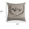 HomeRoots 20" Natural and Gray Rooster Cotton Throw Pillow - 3 of 3