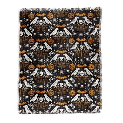 Heather Dutton All Hallows Eve Black Orange Woven Throw Blanket - Deny Designs