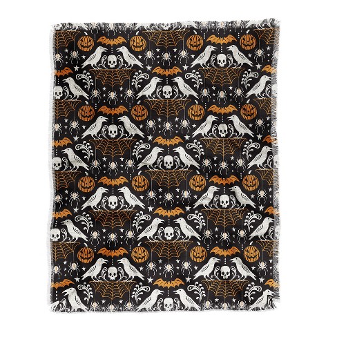 Heather Dutton All Hallows Eve Black Orange Woven Throw Blanket Deny Designs