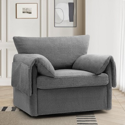 Modern Oversized Swivel Armchair, Comfortable Accent Chair/Single Sofa Lounge with Side Pockets for Living Room & Bedroom - ModernLuxe