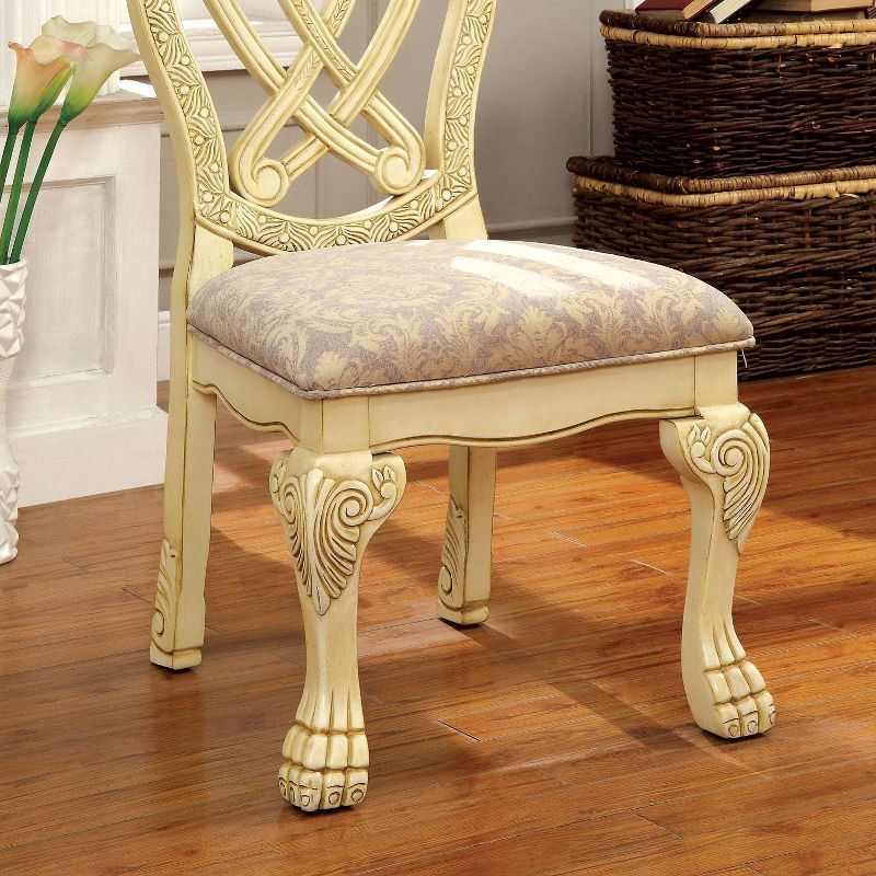 Set of 2 Bethela&#160;Leatherette Wood Carved Side Chair White - HOMES: Inside + Out, 4 of 6