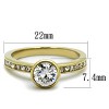 Slickblue Gold Plated Stainless Steel Ring with 6mm Clear CZ Stone Women’s Engagement Jewelry Sizes 5-10 - 2 of 4