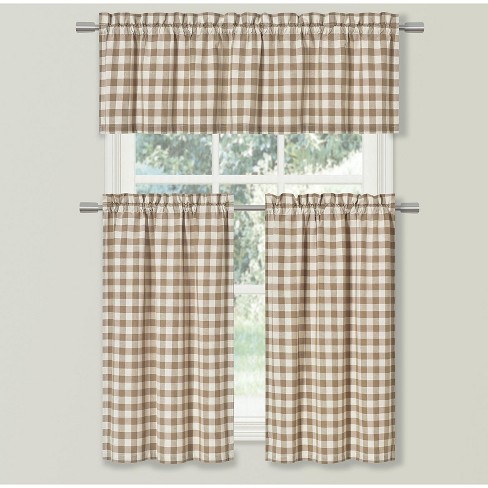 Kate Aurora Country Farmhouse Plaid Checkered Gingham 3 Pc Kitchen ...